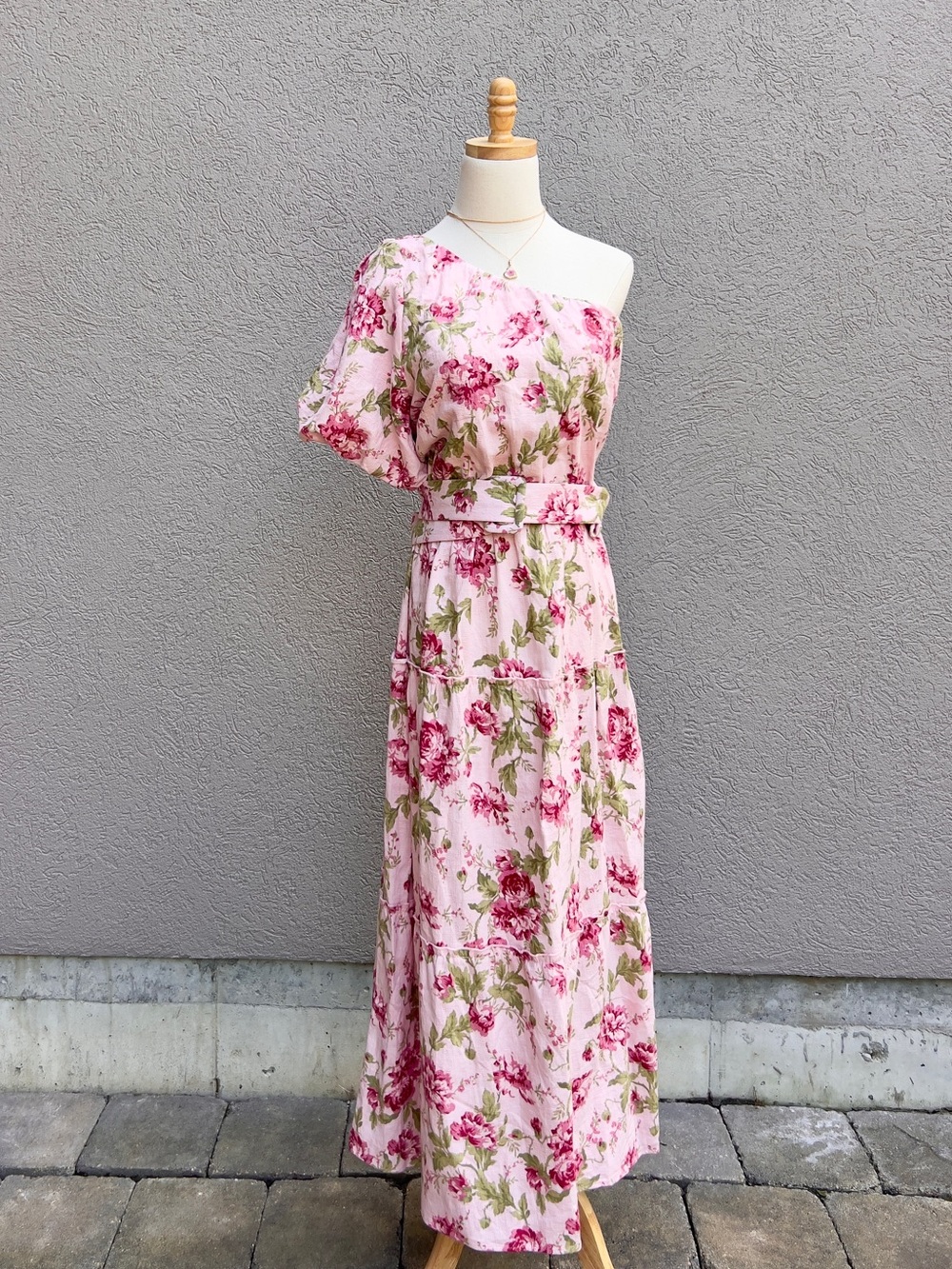Show Me Your Mumu Deluca Dress Size XXL Pink Floral One Shoulder Romantic NWT